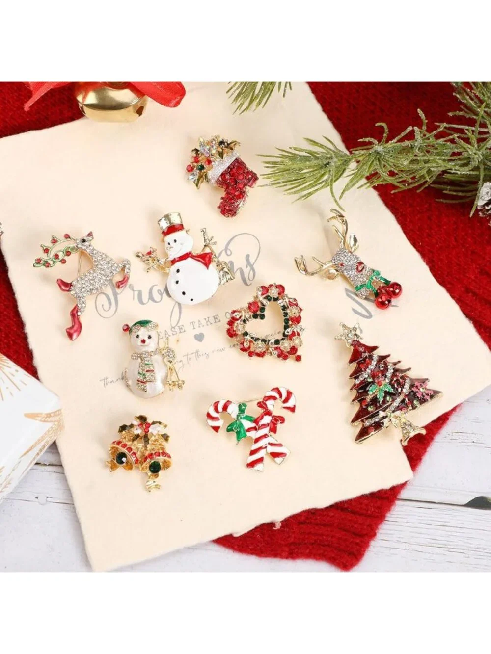 Festive 12-Piece Christmas Brooch Set for Women - Holiday Pins & Accessories